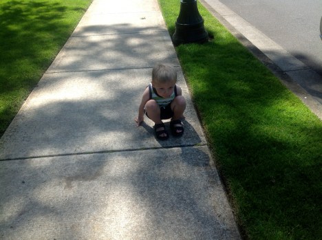 Avery was pretending to be a frog while waiting for Nik to come down from the max.